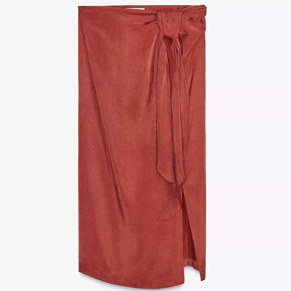 ZARA ZW COLLECTION TIE MIDI SKIRT